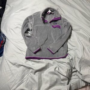 Patagonia Women's Gray and Purple Cowl Sweater